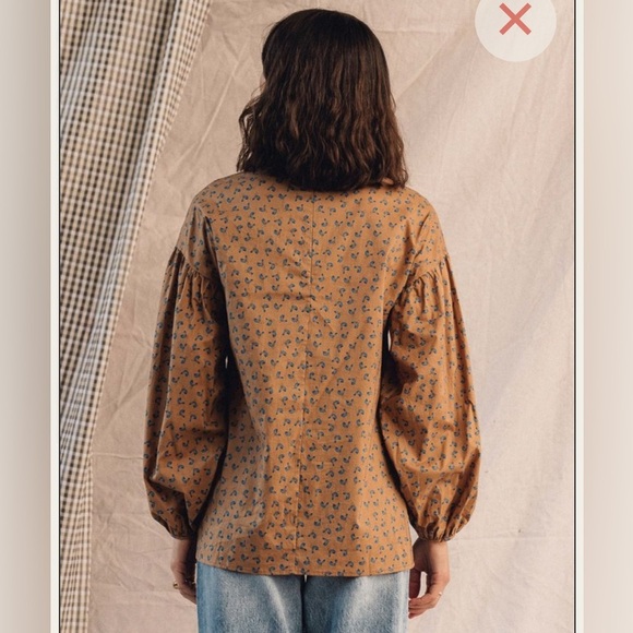 Just Female | Tan Merle Shirt with Blue Floral Khaki Floral Button Down - Picture 7 of 9